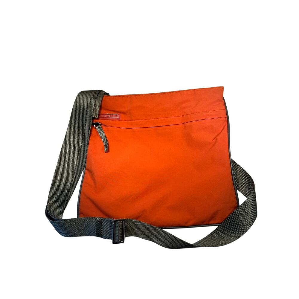 Prada Vintage Orange Tessuto Nylon Flat Crossbody Messenger Bag 4VA031